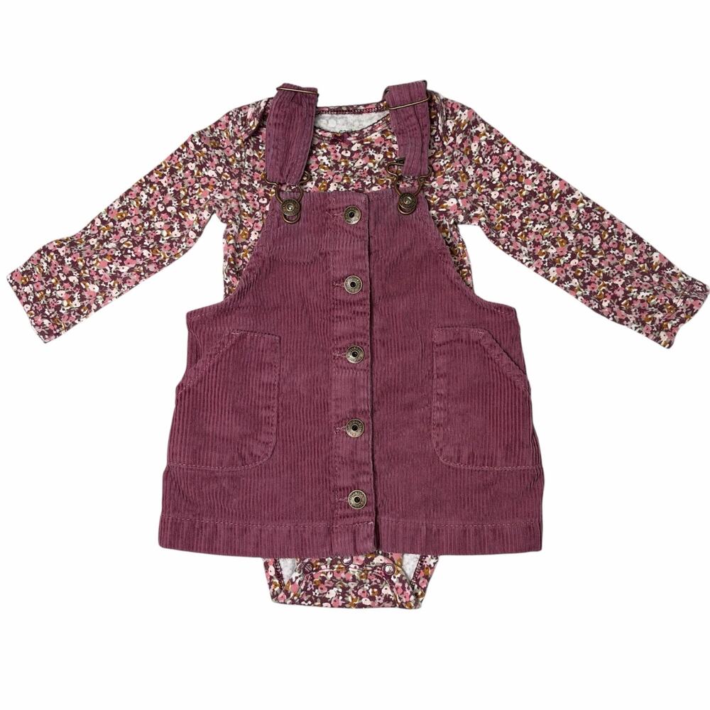 OshKosh B'Gosh Matching Outfit Girls Corduroy Dress Purple 12 Months